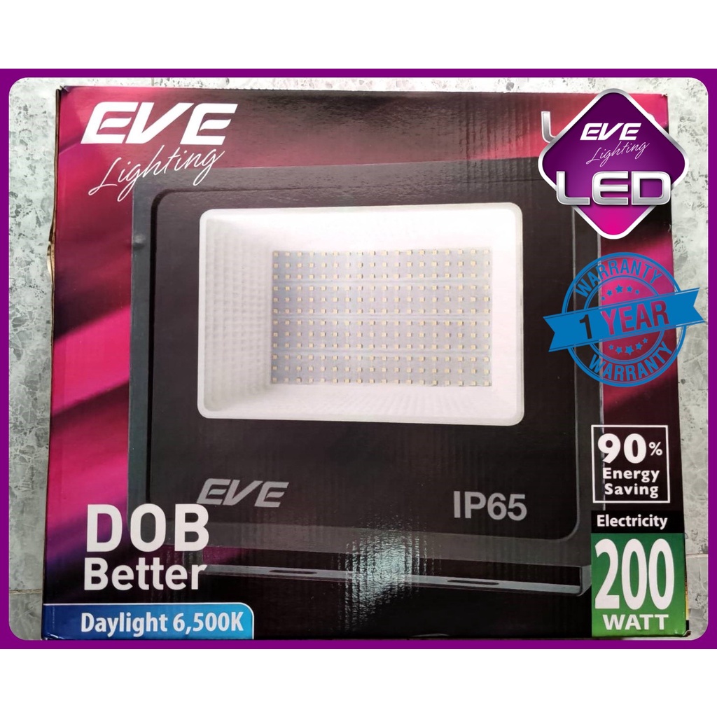 รวมVATแล้ว *รับประกัน 1ปี สว่างมาก โคมฟลัดไลท์ สปอร์ตไลท์ LED EVE 200W 17000lm IP65 กันน้ำกันฝุ่น ใช