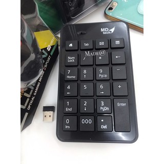 USB NUMERIC KEYPAD  MD TECH รุ่น PT-980 เชื่อมต่อด้วยระบบไร้สาย Wireless 2.4 GHz USB Plug &amp; Play รับสัญญาณไกล 10 เมตร