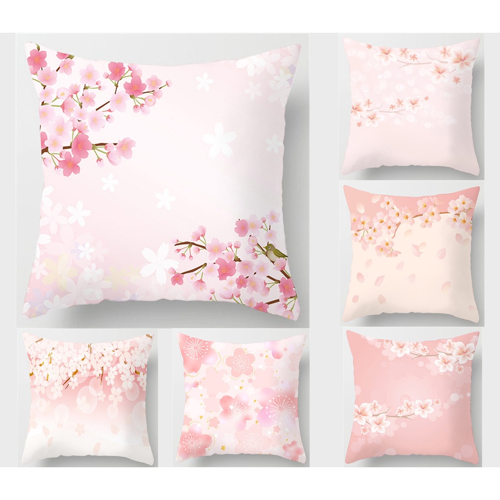 ปลอกหมอน ลายดอกไม้ สีชมพูอ่อน ขนาด 60×60.50×50.45×45.40×40ปลอกหมอนอิง แบบนิ่ม ทรงสี่เหลี่ยม สําหรับตกแต่งบ้าน โซฟา
