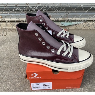 🛒converseหุ้มข้อ(หนัง)สีเปลือกมังคุด พร้อมกล่อง🛍มีไซส์ 39-44