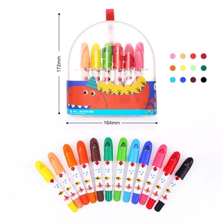 Joan Miro - สีเทียนปลอดสารสำหรับเด็ก รุ่นกล่องพลาสติก Transparent Plastic box Silky Crayon 12 Colors