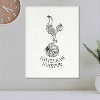 โปสเตอร์ ผ้าแคนวาส ตราสโมสร Tottenham Hotspur ทอตนัมฮอตสเปอร์ ลายเส้นปากกาหมึกดำ ภาพวาดสเก็ตช์