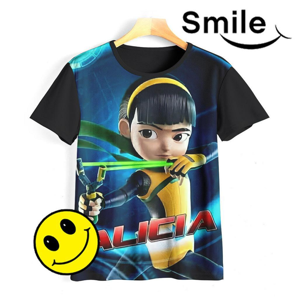 Ejen Alicia Kids T-Shirt 3D Ejen Alicia Hero Ejen Ali 02EAC003 สําหรับเด็กอายุ 1-12 ปี - SmileyArea
