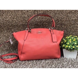 SMALL KELSEY SATCHEL (COACH F28993) CORAL/SILVER