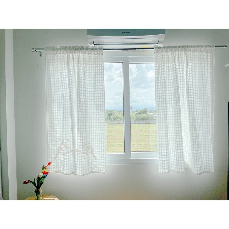 แนะนำ ผ้าม่าน ผ้าม่านผ้าฝ้าย ผ้าม่านสไตล์มินิมอล กว้าง110สูง130cm ผ้าม่านหน้าต่าง ผ้าม่านลายตาราง  ผ้าม่านวินเทจ ราคาพิเศษ มีเก็บเงินปลายทาง