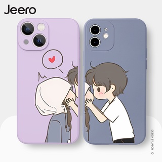 Jeero เคสคู่ เคสไอโฟน คู่รัก ขอบเหลี่ยมกันกระแทกซิลิโคนนุ่มการ์ตูนน่ารักตลก เคสโทรศัพท์ Compatible for iPhone 15 14 13 12 11 Pro Max SE 2020 X XR XS 8 7 ip 6S 6 Plus HFE1208