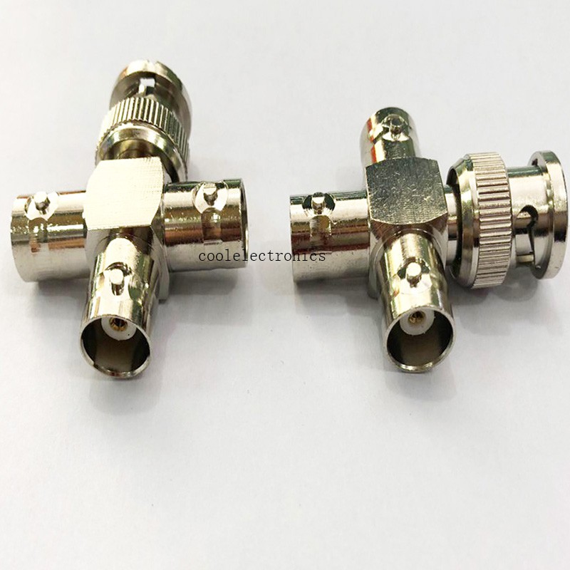4 ทาง BNC ชายปลั๊ก 3 BNC หญิง RF Coax อะแดปเตอร์เชื่อมต่อ
