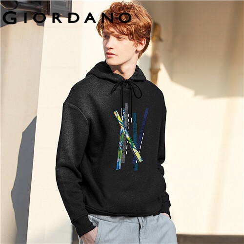 GIORDANO MEN Printed graphic crewneck long-sleeve hoodie 91099587