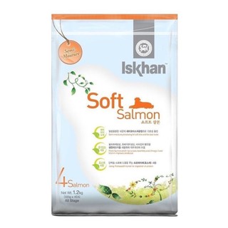 อาหารสุนัขเม็ดนิ่ม Iskhan Soft Salmon อีสคาน ซอฟท์ แซลมอน  เม็ดนิ่มกินง่าย ( 300G x4 ea+Ziplock)