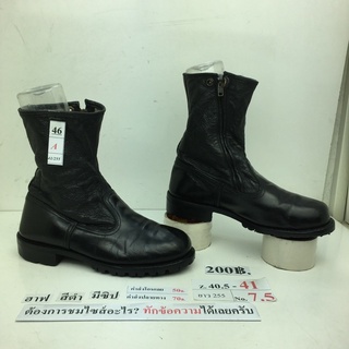 รองเท้าฮาฟ มีซิปข้าง รองเท้าทหาร รองเท้าตำรวจ รองเท้ารปภ. Half boots with side zip หนังสีดำ มือสอง