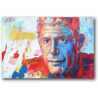 โปสเตอร์ผ้าใบ พิมพ์ลายเชฟ Anthony Bourdain สําหรับตกแต่งผนังบ้าน