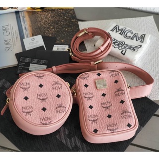 (ผ่อน0%)🚩แท้💯 Mcm Belt Bag สีชมพู