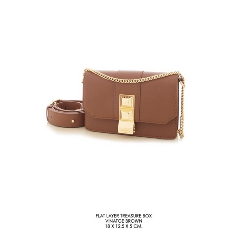 กระเป๋า atreasurebox สี vintage brown flat layer