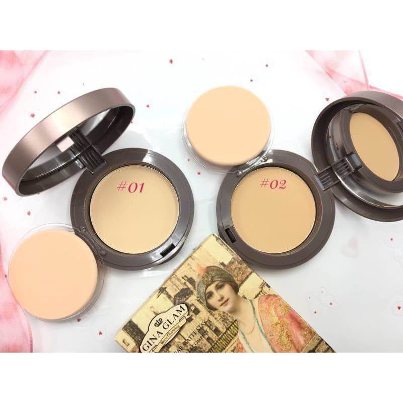 แป้งจีน่าแกรม(S)Gina Glam Long Wear Matte Stay Two Way Cake Compact Powder
