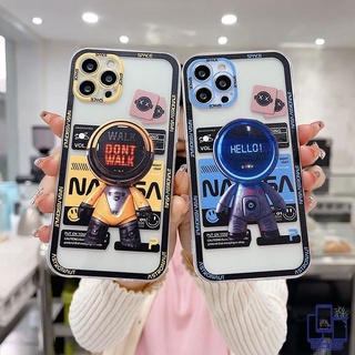 เคสไอโฟน 7 Plus 11 6 6S 8 Plus XR 11 12 13 PRO MAX 11 12 13 mini X XS MAX Se 2020 6SPlus 7Plus 6Plus 8Plus XSMAX ลายนักบินอวกาศ เหลือง น้ำเงิน NASA เคสใสแบบใส เคสโทรศัพท์มือถือ