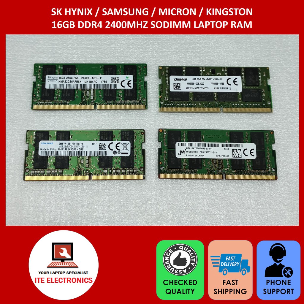 SK HYNIX / SAMSUNG / MICRON / KINGSTON 16GB DDR4 PC4 2400MHZ SODIMM LAPTOP RAM