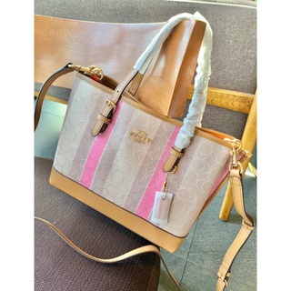 C O A C H MOLLIE TOTE IN SIGNATURE JACQUARD WITH STRIPES ((C4086))  Code:B13D230565 แบรนด์แท้ 100% งาน Outlet