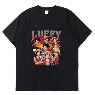 เสื้อยืดแขนสั้น ทรงหลวม พิมพ์ลายการ์ตูนอนิเมะ One Piece Luffy สไตล์ญี่ปุ่น ฮาราจูกุ แฟชั่นฤดูร้อน สําหรับคู่รัก