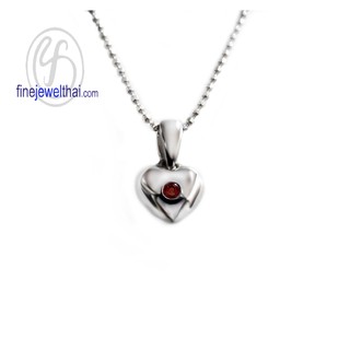 Finejewelthai-จี้โกเมน-จี้เงินแท้-จี้พลอย-พลอยประจำเดือนเกิด-Garnet-Silver-Pendant-P1011gm