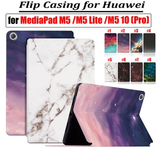 M5 เคสแท็บเล็ตหนัง PU แบบฝาพับ ลายหินอ่อน คุณภาพสูง สําหรับ Huawei MediaPad M5 M5 lite M5 10 Pro 10.8 10.1 8.4 8.0 นิ้ว SHT-AL09 SHT-W09 JDN2-L09 BAH2-W19 L09