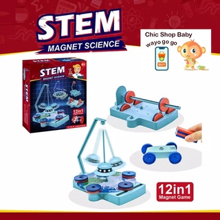 STEM Magnetic Science 12 in 1 Magnet ของเล่นเรียนรู้วิทยาศาสตร์แม่เหล็ก12อิน1,ชุดของเล่นวิทยาศาสตร์การเรียนรู้ DIY