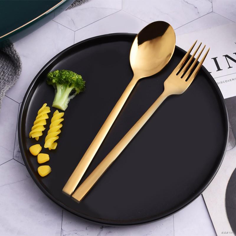 ◆☃Salad-so ช้อน&ส้อม ชุดช้อนส้อม เกาหลีแสตนเลส 1คู่ ยาว 21ซมเนื้อสแตนเลสตัน ชุดช้อนเกาหลี