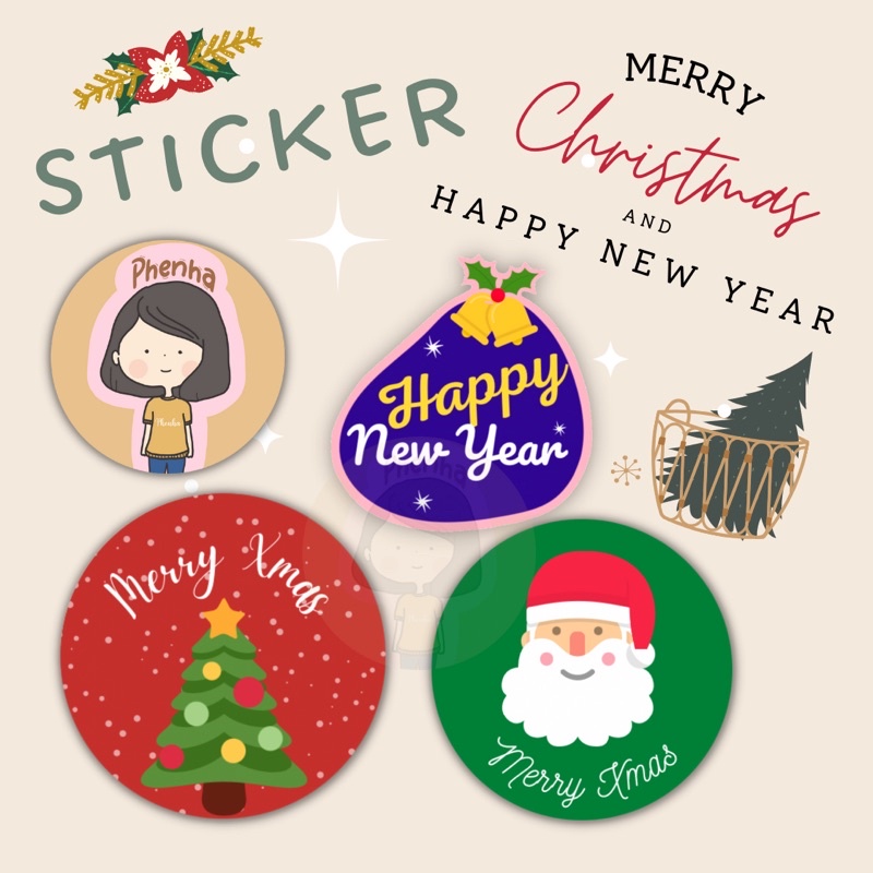 สติ๊กเกอร์ Merry Christmas and Happy New Year