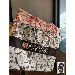 กระเป๋าผ้าแฮปปี้ Purina one ผ้าทวิลพิมพ์ลาย
