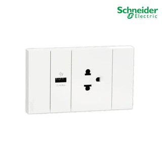 Schneider Electric ชุดเต้ารับเต้ารับเดี่ยว 3 ขา + USB 1 ช่อง ประกอบสำเร็จรูป สีขาว - A70426USB_UST_WE - ชไนเดอร์