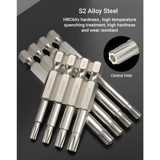 Security Tamper-proof ไขควง Bits Torx หัว 50/75/100/150 มม., 6 จุด S2 เหล็กแม่เหล็ก Tamper Proof Star ไขควงเครื่องมือ Bit 1/4 "Hex Shank T5-T40