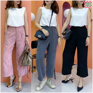 Possy Pants กางเกงเดี่ยวขากระบอก ผ้าลูกฟูกเนื้อเบา ใส่แล้วนุ่มผิว