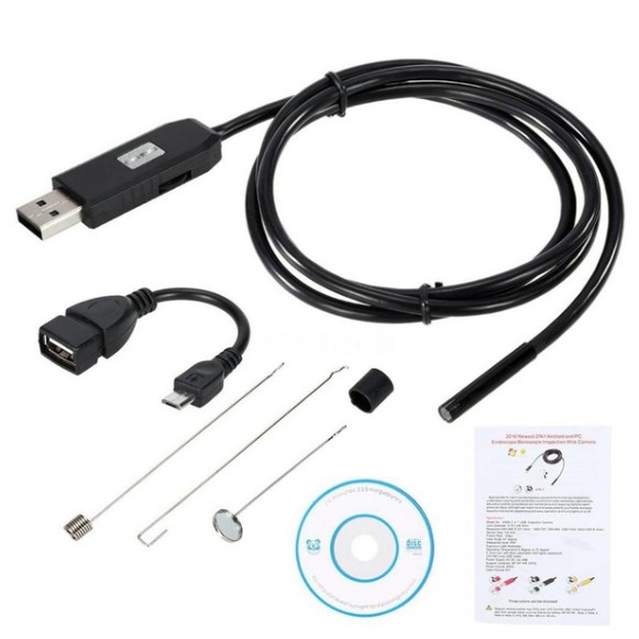 กล้องเอนโดสโคป 1080P HD borescope สำหรับสมาร์ทโฟน Android ความยาว 2 เมตร 3-in-1 6 LED USB กล้องเอนโดสโคป