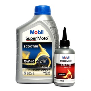 MOBIL (โมบิล) น้ำมันหล่อลื่นเครื่องยนต์เบนซินสำหรับรถมอเตอร์ไซค์เกียร์ออโตเมติก กึ่งสังเคราะห์  (MOBIL) (M491-141177SET)