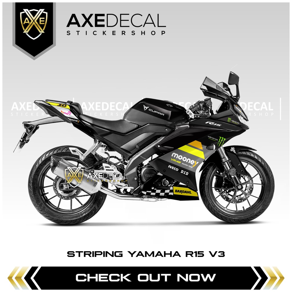 Striping R15 V3 Mooney VR 46 Racing Team / Yamaha R15 สติ๊กเกอร์ติดมอเตอร์ไซค์ / สติ๊กเกอร์สต็อก