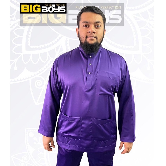 PLUS SIZE BAJU MELAYU SAIZ BESAR สีม่วงเข้ม ขนาด [2XL-9XL] BODY 50-78 INCHES