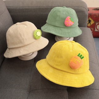 Cute Fruit Corduroy Baby Hat Spring Autumn Breathable Kids Bucket Sun Hat Outdoor Children Baby Girl Boy Fisherman Caps