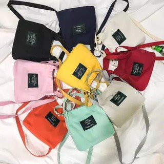 Promo BAG กระเป๋าสะพายไหล่ ผ้าแคนวาส สีฟ้า สําหรับผู้หญิง LIVING 0058