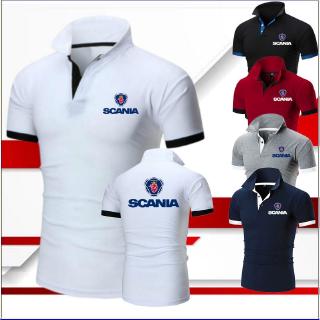 ใหม่ เสื้อยืดโปโล แขนสั้น พิมพ์ลายโลโก้ Scania SAAB แฟชั่นสําหรับผู้ชาย