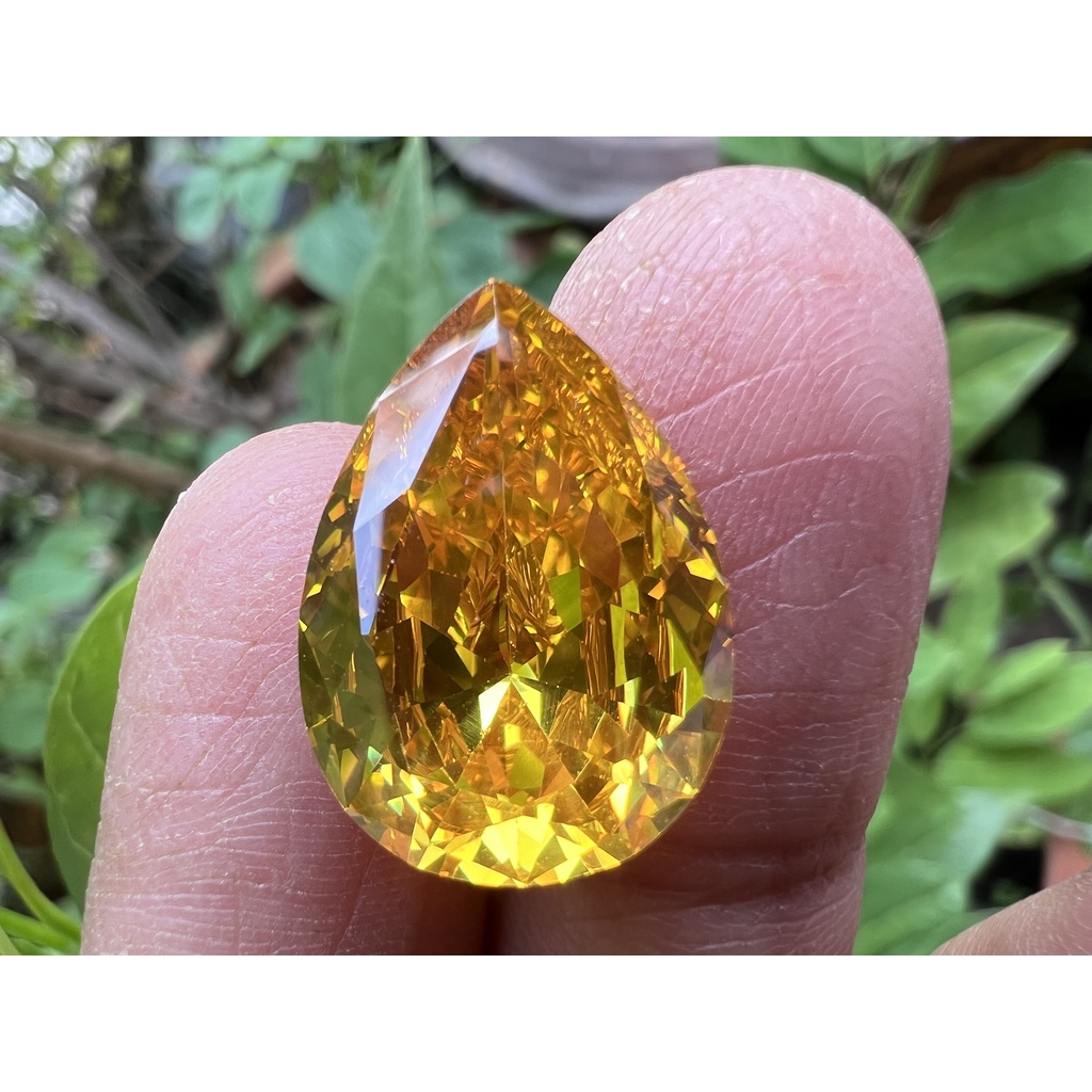 GOLD YELLOW DIAMOND เพชรรัสเซีย เพชร CZ กะรัต(CARATS) พลอย ขนาด 13x 18 มิล ( MM)1 Pcs( 1 เม็ด) - รูปที่ 2