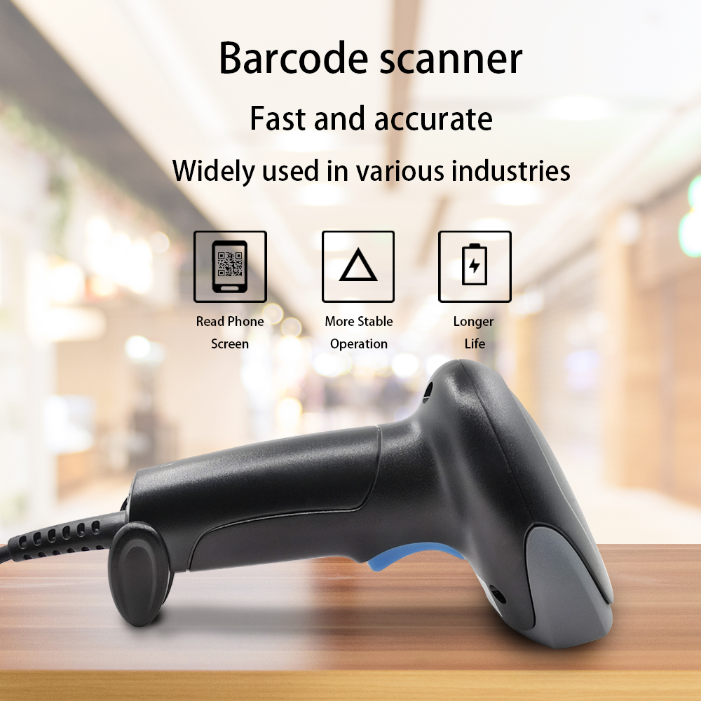 Handheld 2D QR PDF417 Barcode Scanner Wired Bar Code Reader 4knE