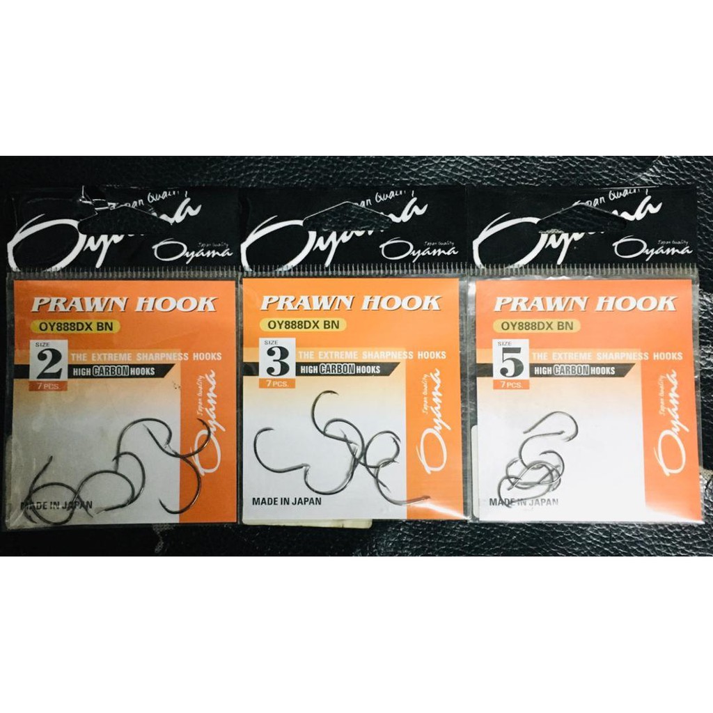 OYAMA 888DX BN HIGHT CARBON PRAWN HOOKS ขนาด : 2 . 3 . 5
