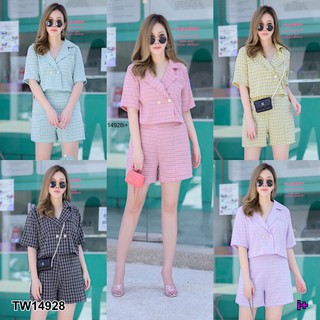 G14928 Set 2 ชิ้น #สาวอวบ เสื้อทรงสูทครอป