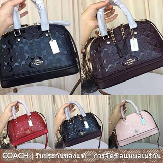 us นำเข้า⭐️ Coach F55450 F27597 Mini Sierra Satchel Ladies Shoulder Small Debossed Patent Leather Crossbody Sling Bag