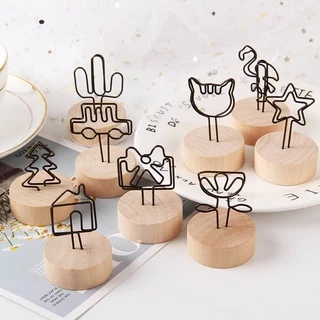 [ร้านไทย] ที่หนีบรูปตั้งโต๊ะ ฐานไม้ ⭐ คลิปหนีบกระดาษ หนีบโปสการ์ด ใส่นามบัตร ที่เสียบกระดาษ สำหรับตกแต่งบ้าน ตั้งโต๊ะ