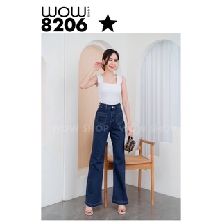 wow shop #8206 👖กางเกงยีนส์ทรงขาม้าใหญ่ ผ้าผสมยืด สีเข้มได้อารมณ์วินเทจนิดๆ สวยมากๆค่าาา