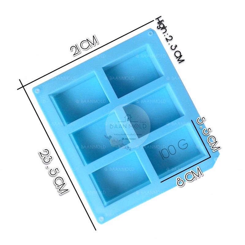 (พร้อมส่ง) แม่พิมพ์ซิลิโคน พิมพ์ซิลิโคนสามมิติ ฟองดอง พิมพ์วุ้น พิมพ์ขนม แม่พิมพ์สี่เหลี่ยม 6 ช่อง - รูปที่ 2