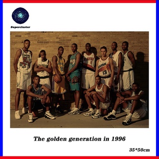 Nba "The Golden Generation In 1996" โปสเตอร์กระดาษคราฟท์ลายดาวสไตล์วินเทจ 35x50 ซม. สําหรับตกแต่งบ้าน