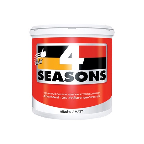 TOA 4 Seasons สีน้ำอะคริลิค สีทาบ้าน ชนิดด้าน ทาผนังภายนอก-ภายใน สีขาว A1000 ขนาด 18.925 ลิตร