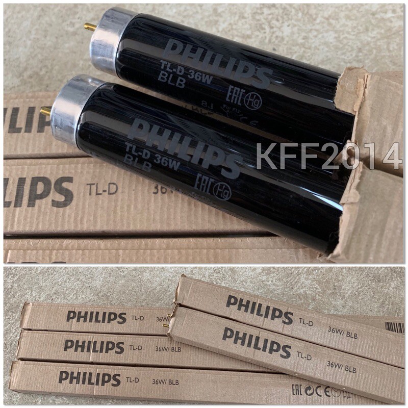 หลอดไฟล่อแมลง PHILIPS หลอดไฟดักแมลง หลอดแบล็คไลท์บลู (Black Light Blue) 36W หลอดสีม่วง เปล่งแสงสีม่ว