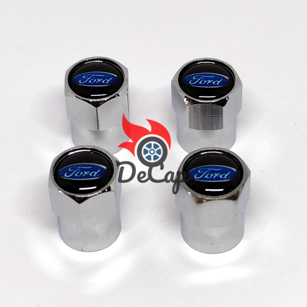 จุกลม ยางรถยนต์ พร้อมโลโก้ ฟอร์ด Ford 1 ชุด (4 อัน) - Car Tire Valve Caps